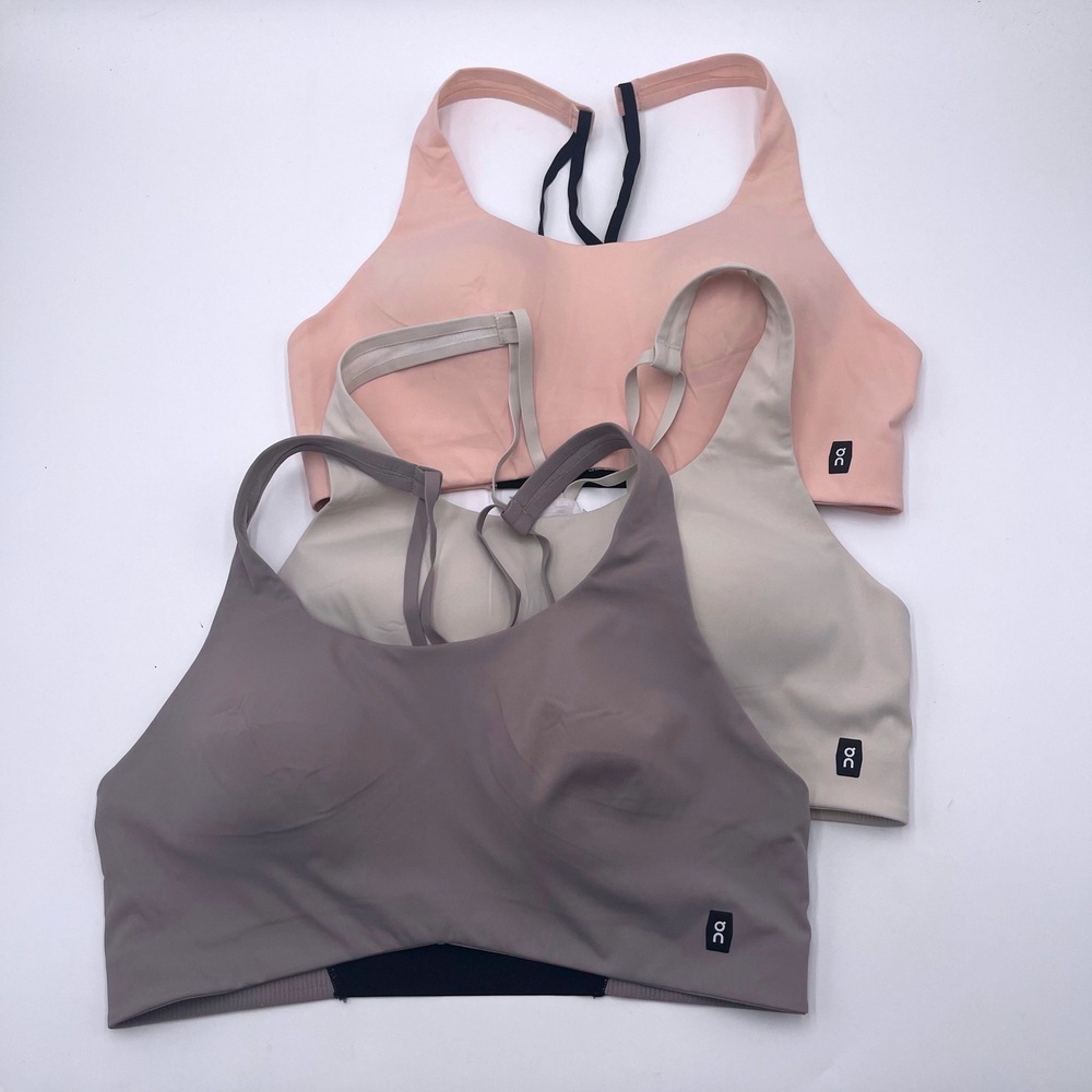 On Running Women Active Bra Bundle 3 Pack Medium Support Pink Beige Grey Size M